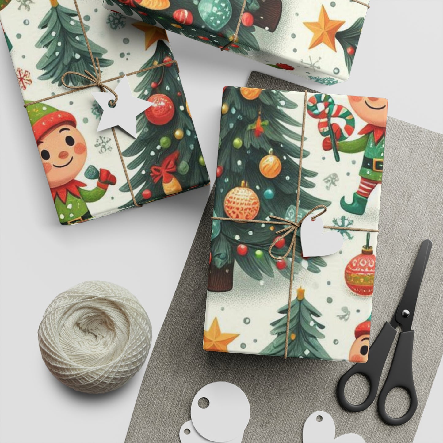 Elfy Christmas Gift Wrapping Paper Sheets, 1pc
