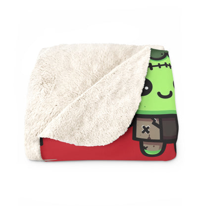 Frankie Red Halloween Collection Sherpa Fleece Blanket