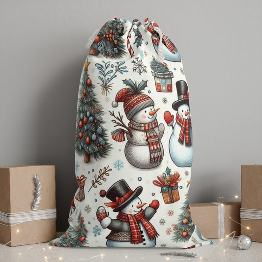 Snowman & Christmas Tree Christmas Gift Sack