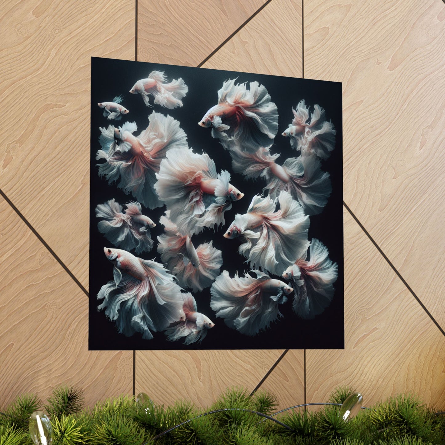 Siamese Fighting Fish (Betta) White/Pink Female Vertical Posters