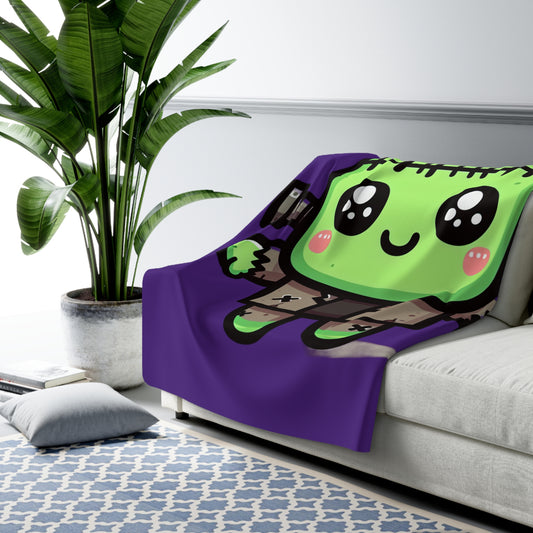 Frankie Purple Halloween Collection Sherpa Fleece Blanket
