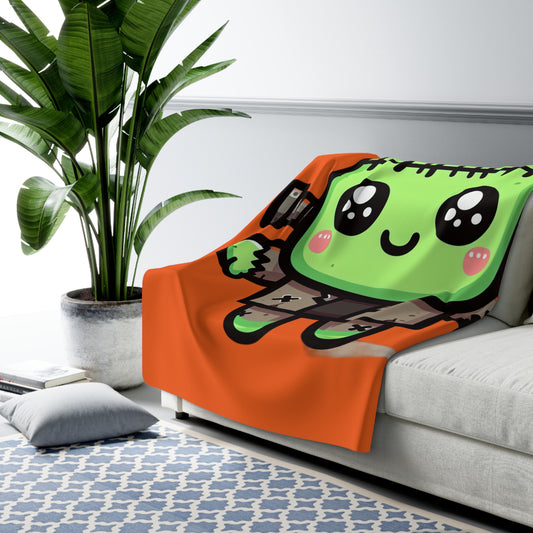 Frankie Orange Halloween Collection Sherpa Fleece Blanket