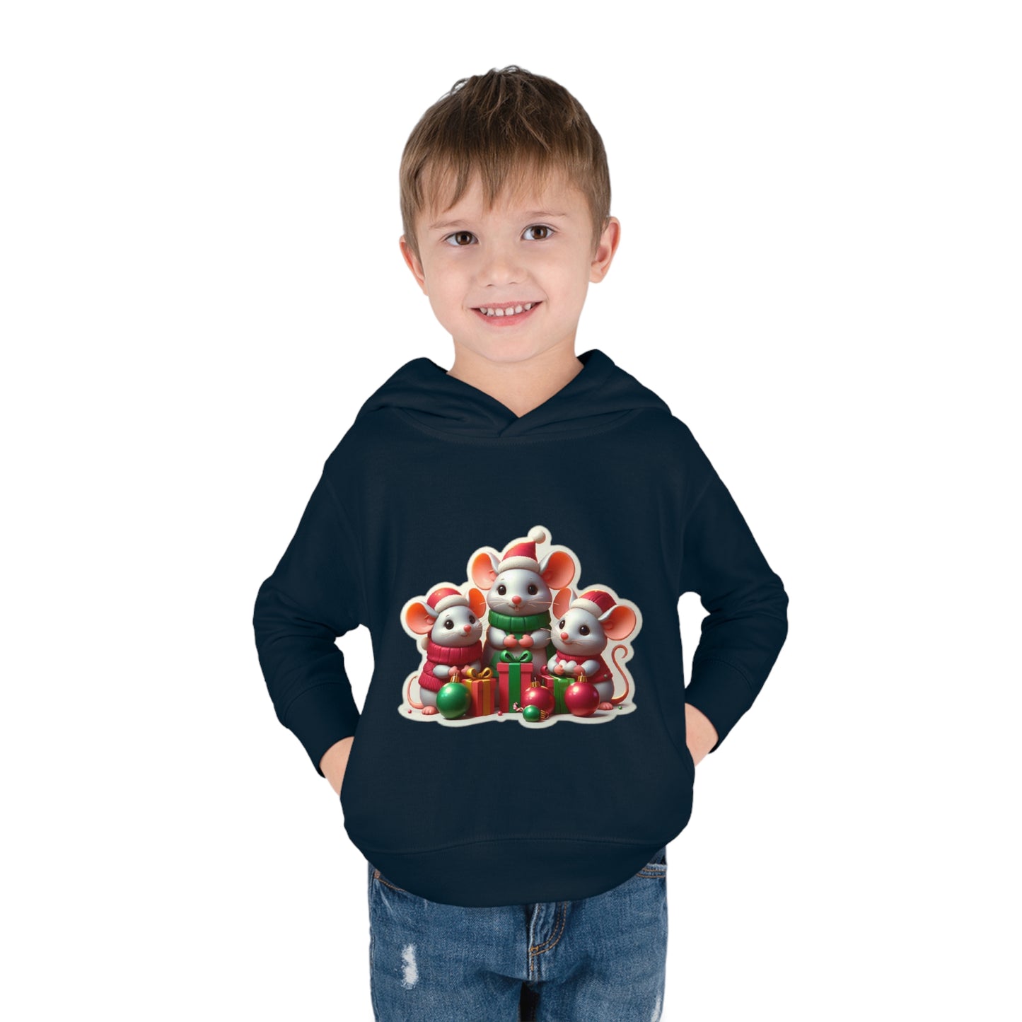 Christmas Mice Toddler Pullover Fleece Hoodie