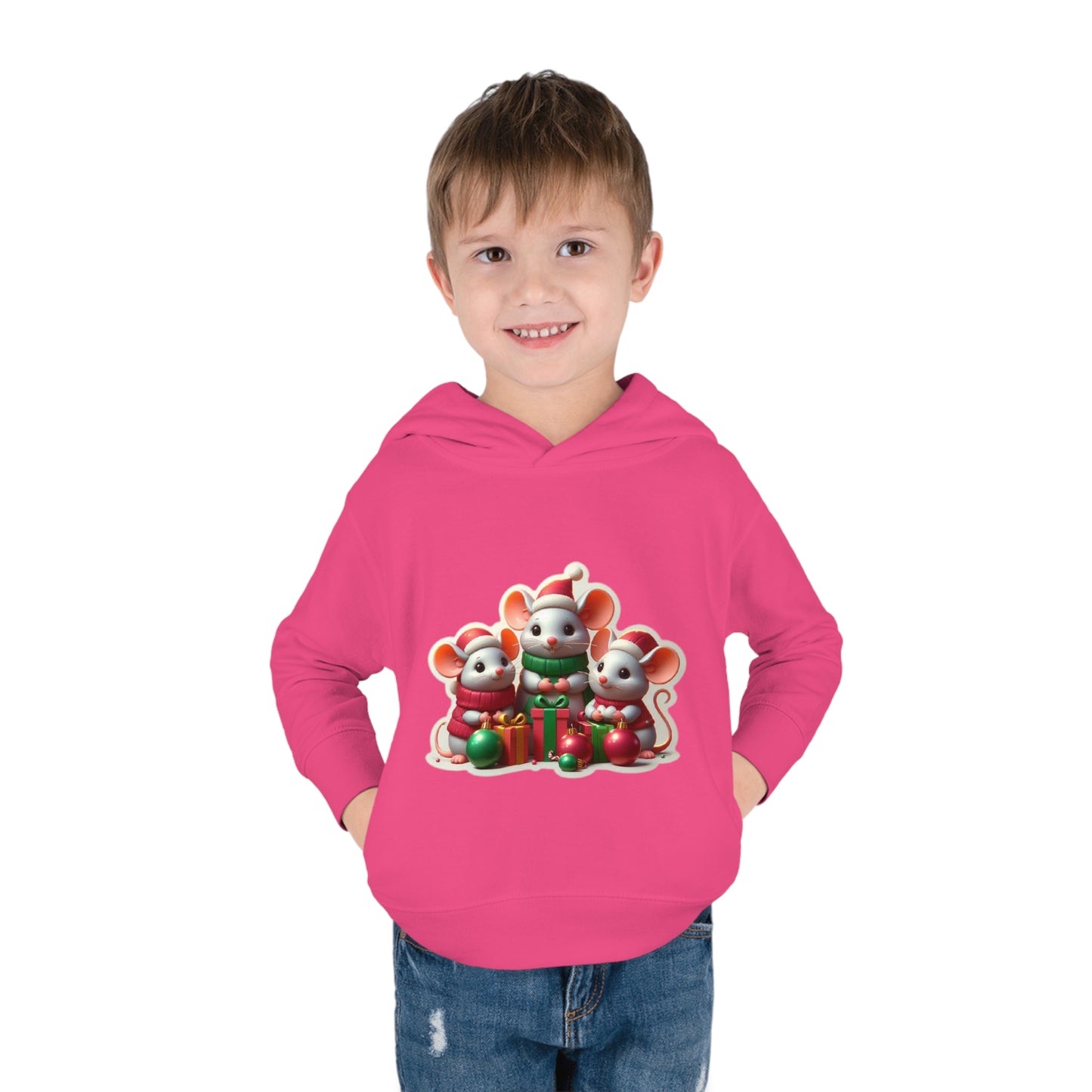 Christmas Mice Toddler Pullover Fleece Hoodie