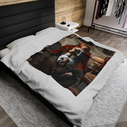 Mr Basset Hound Velveteen Plush Blanket
