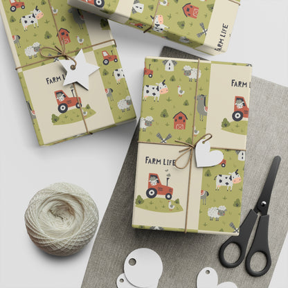 Farm Life Gift Wrapping Paper Sheets, 1pc