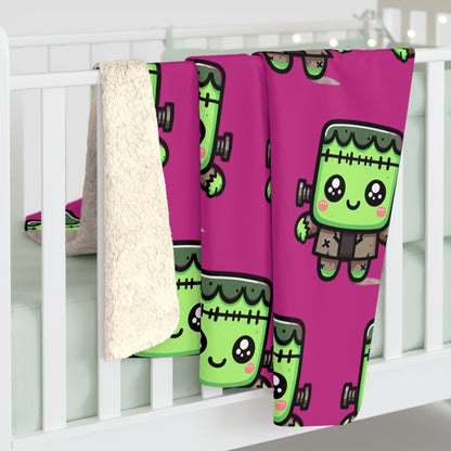 Frankie Pink Halloween Collection Sherpa Fleece Blanket