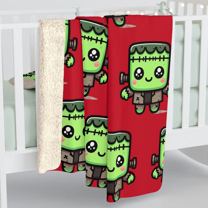 Frankie Red Halloween Collection Sherpa Fleece Blanket