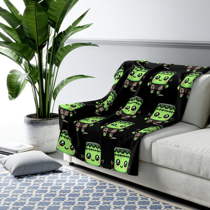 Frankie Black Halloween Collection Sherpa Fleece Blanket