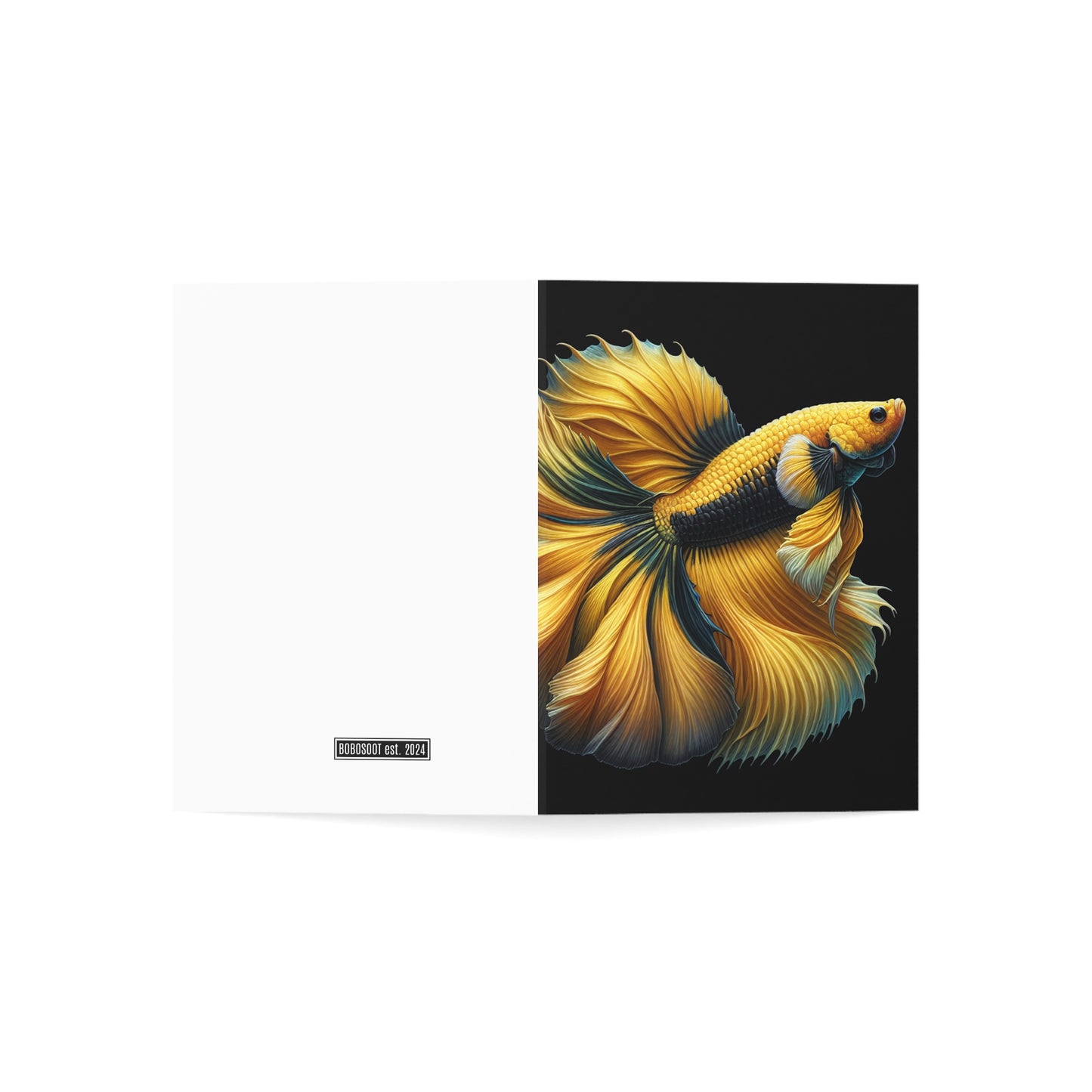 Siamese Fighting Fish (Betta) Yellow Male Greeting Cards BLANK (1, 10, 30, and 50pcs)