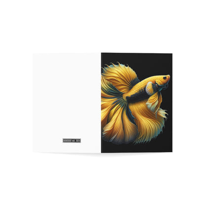 Siamese Fighting Fish (Betta) Yellow Male Greeting Cards BLANK (1, 10, 30, and 50pcs)