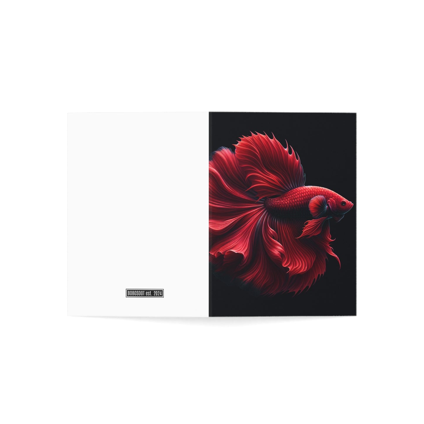 Siamese Fighting Fish (Betta) Red Male Greeting Cards BLANK (1, 10, 30, and 50pcs)