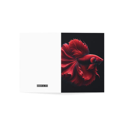 Siamese Fighting Fish (Betta) Red Male Greeting Cards BLANK (1, 10, 30, and 50pcs)