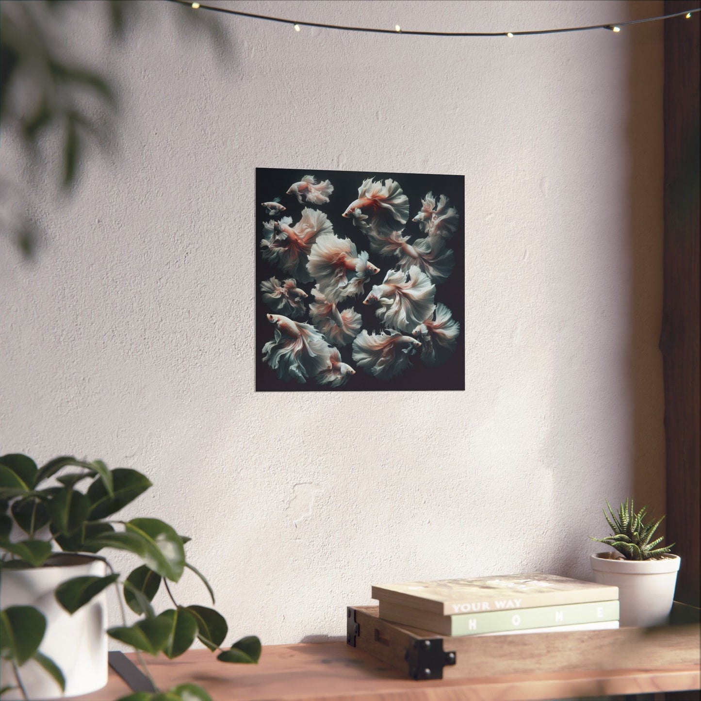 Siamese Fighting Fish (Betta) White/Pink Female Vertical Posters