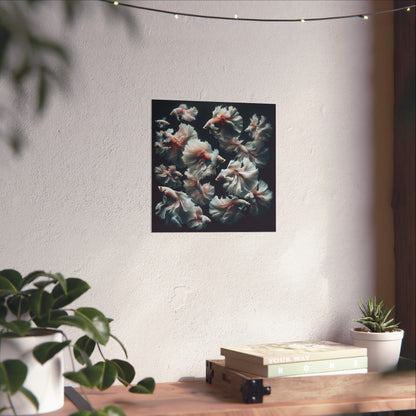 Siamese Fighting Fish (Betta) White/Pink Female Vertical Posters
