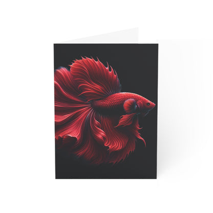 Siamese Fighting Fish (Betta) Red Male Greeting Cards BLANK (1, 10, 30, and 50pcs)