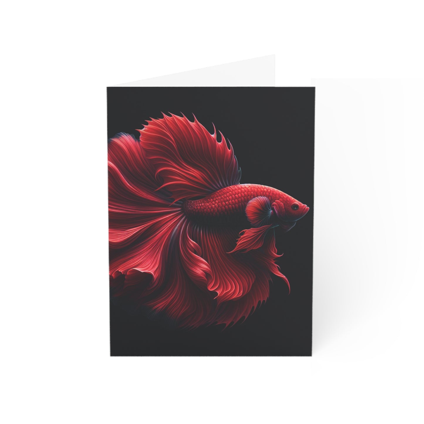 Siamese Fighting Fish (Betta) Red Male Greeting Cards BLANK (1, 10, 30, and 50pcs)