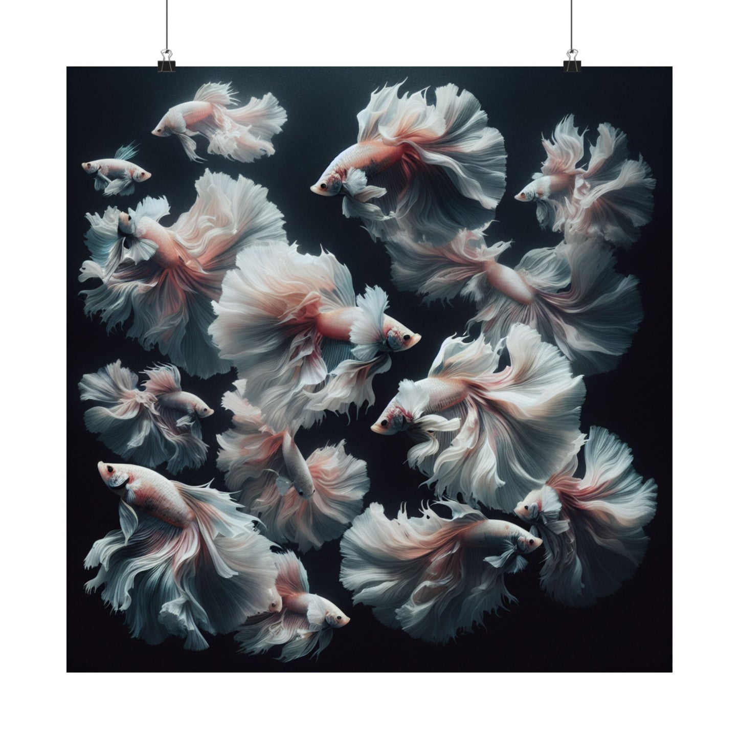 Siamese Fighting Fish (Betta) White/Pink Female Vertical Posters