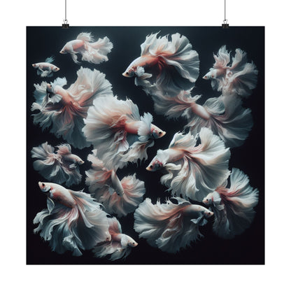 Siamese Fighting Fish (Betta) White/Pink Female Vertical Posters