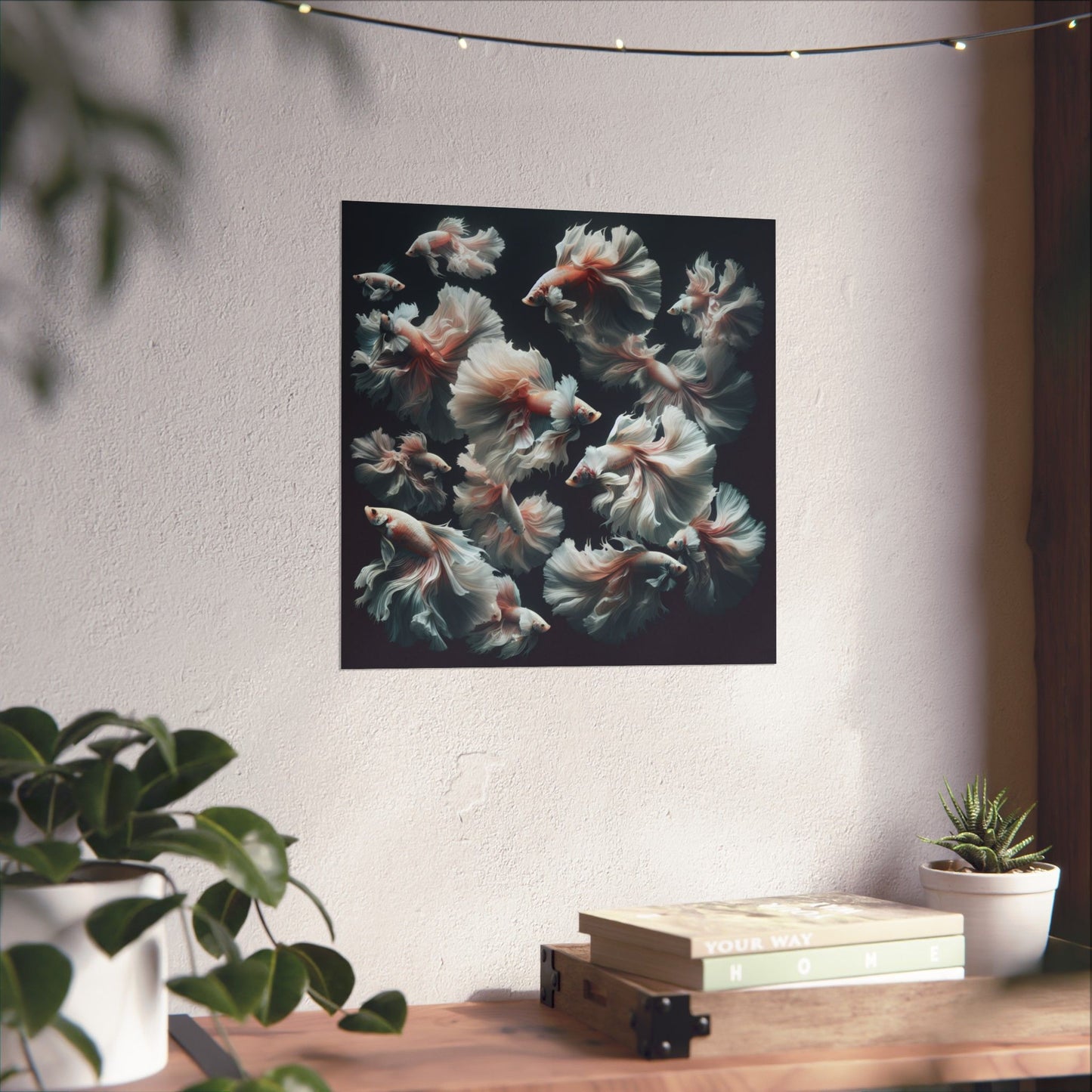 Siamese Fighting Fish (Betta) White/Pink Female Vertical Posters