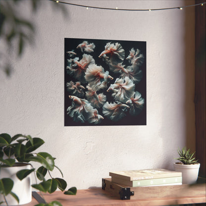 Siamese Fighting Fish (Betta) White/Pink Female Vertical Posters