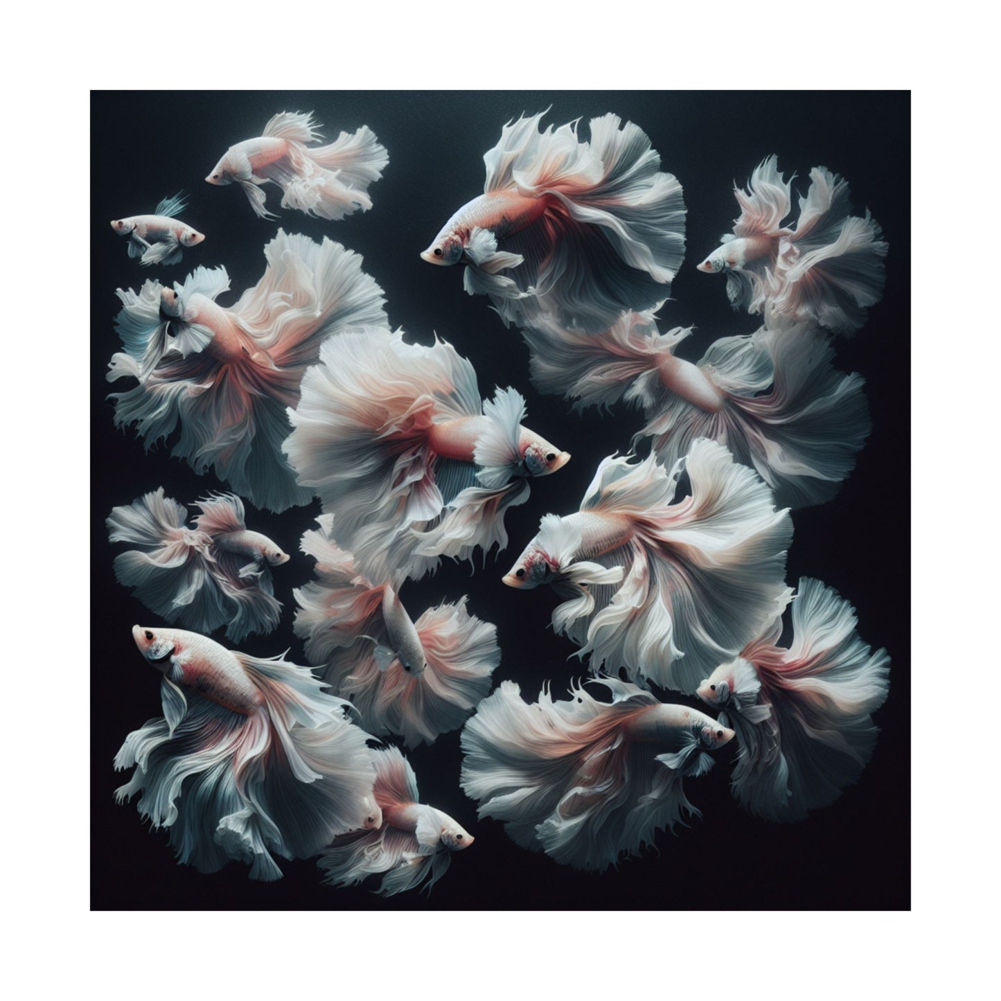 Siamese Fighting Fish (Betta) White/Pink Female Vertical Posters