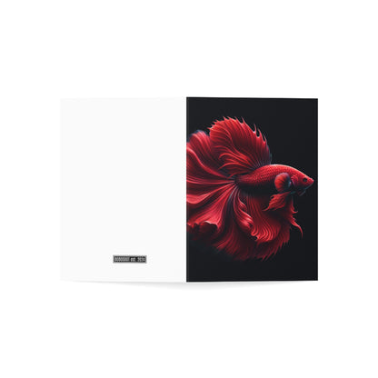 Siamese Fighting Fish (Betta) Red Male Greeting Cards BLANK (1, 10, 30, and 50pcs)