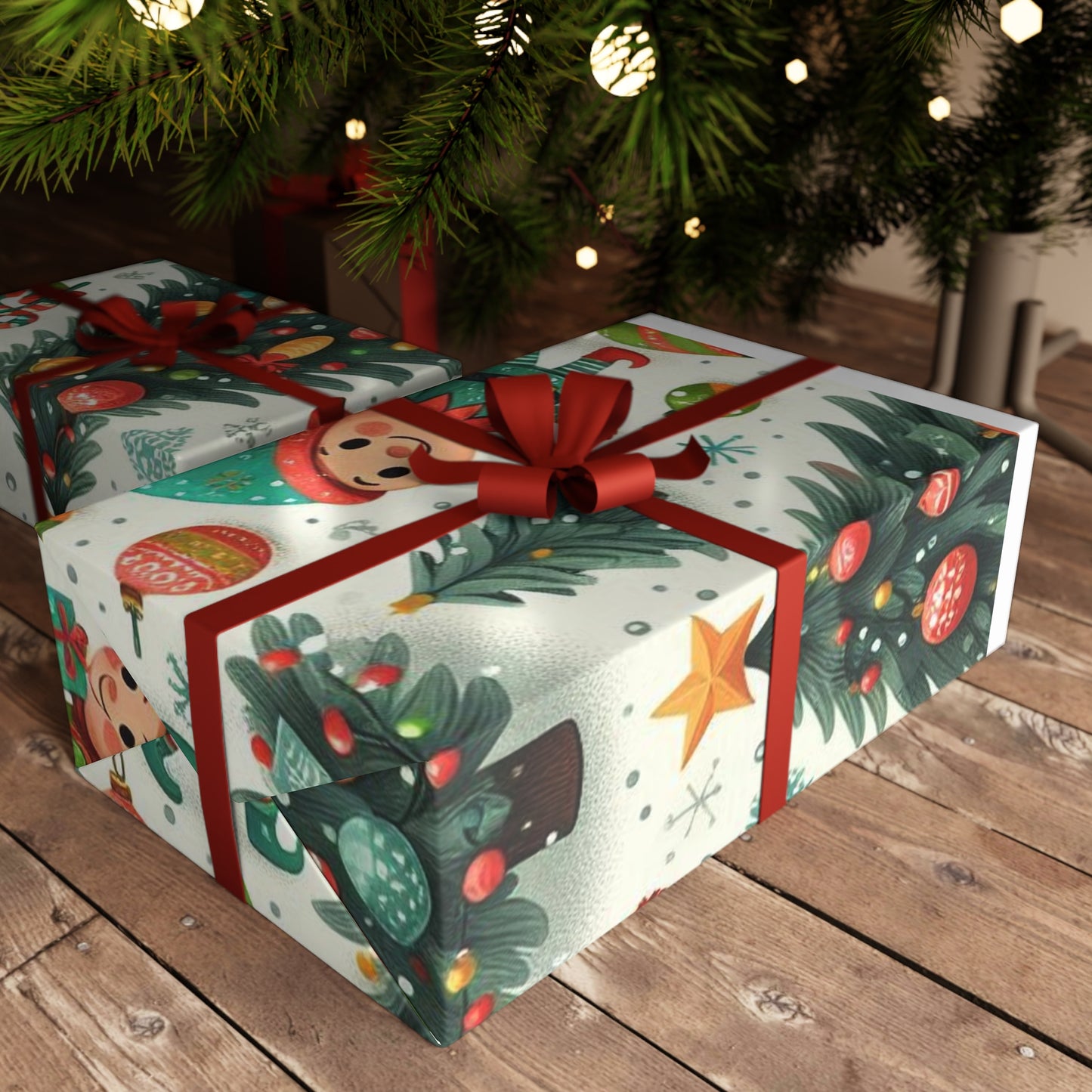 Elfy Christmas Gift Wrapping Paper Sheets, 1pc