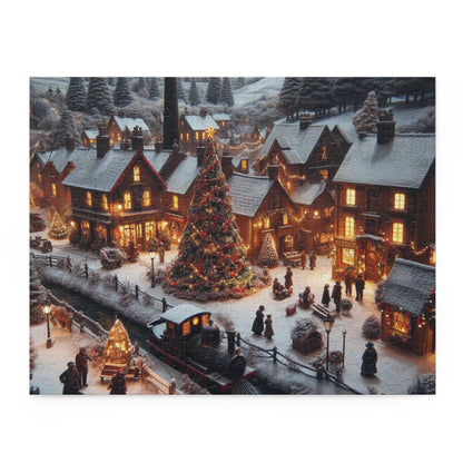 1900's Pit Village Collection Christmas Puzzle Set - Chipboard Puzzle (120, 252, 500 piece) - Family Downtime Activity