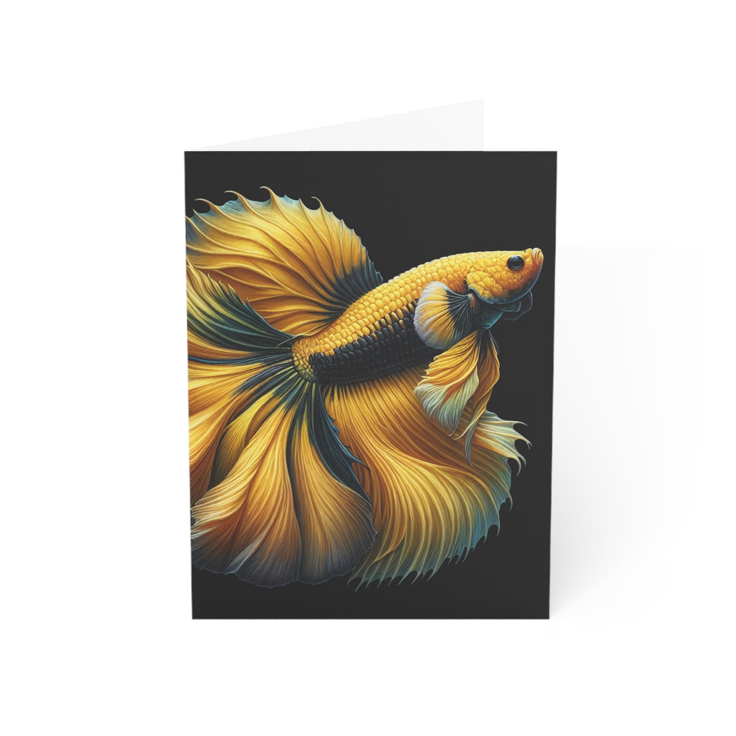 Siamese Fighting Fish (Betta) Yellow Male Greeting Cards BLANK (1, 10, 30, and 50pcs)