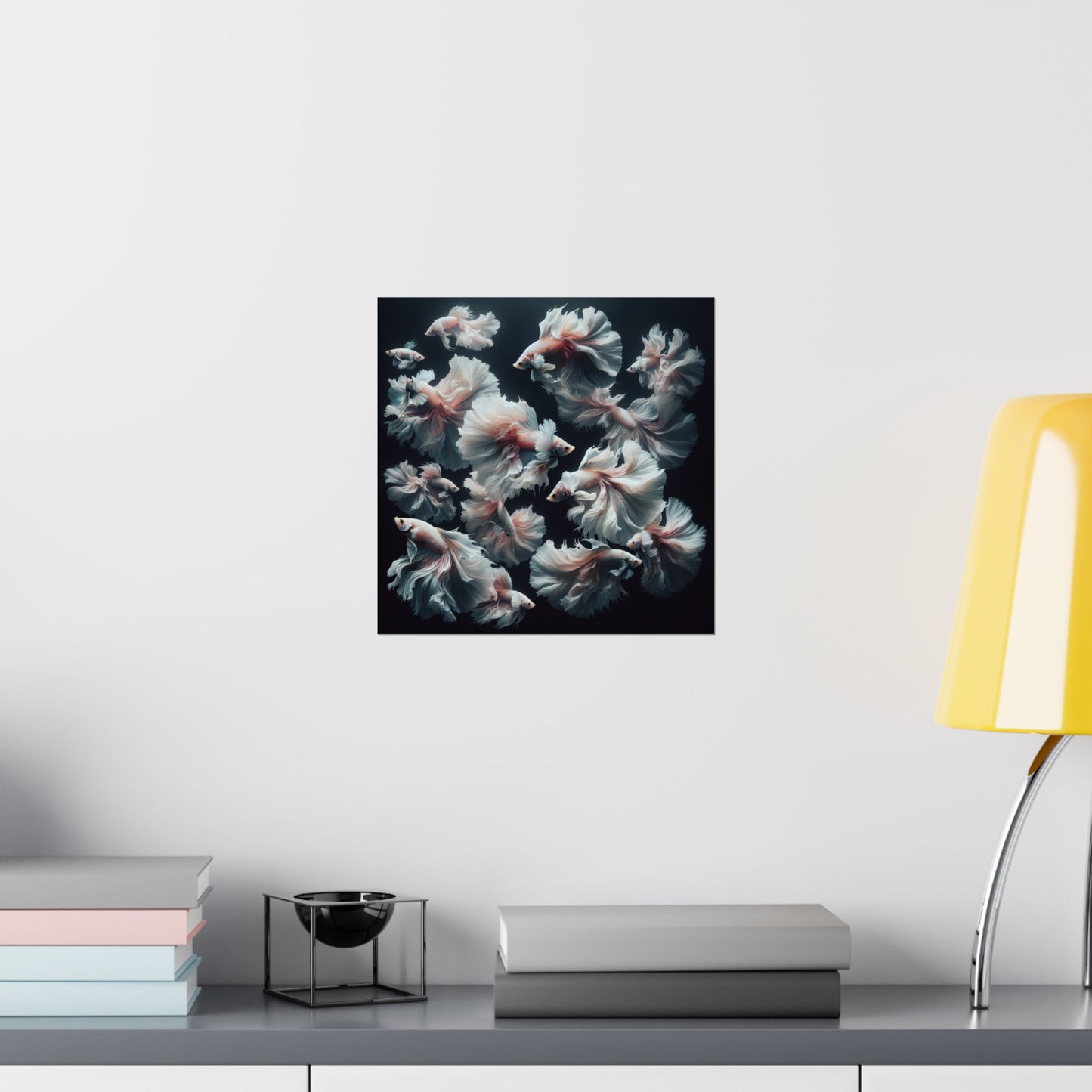 Siamese Fighting Fish (Betta) White/Pink Female Vertical Posters