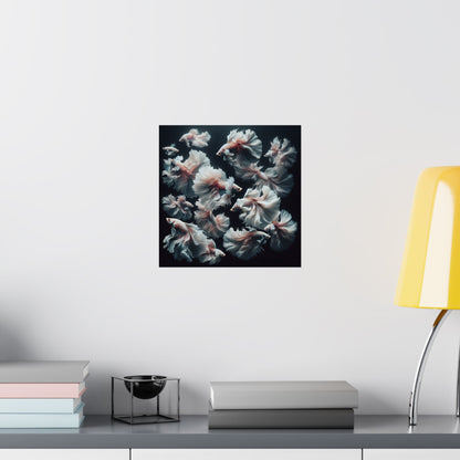 Siamese Fighting Fish (Betta) White/Pink Female Vertical Posters