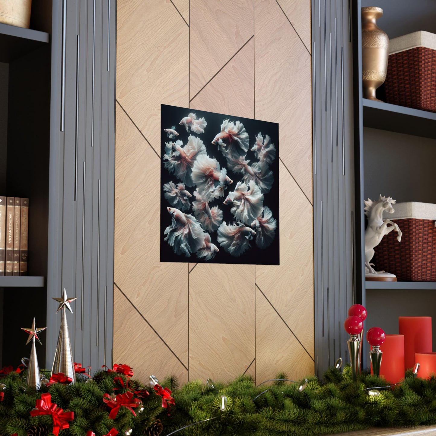Siamese Fighting Fish (Betta) White/Pink Female Vertical Posters