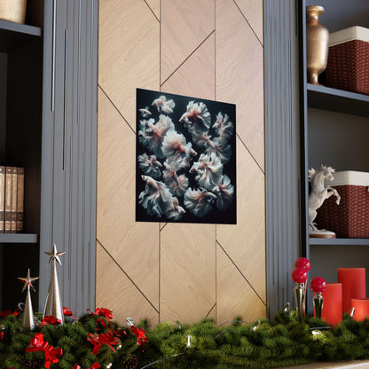 Siamese Fighting Fish (Betta) White/Pink Female Vertical Posters