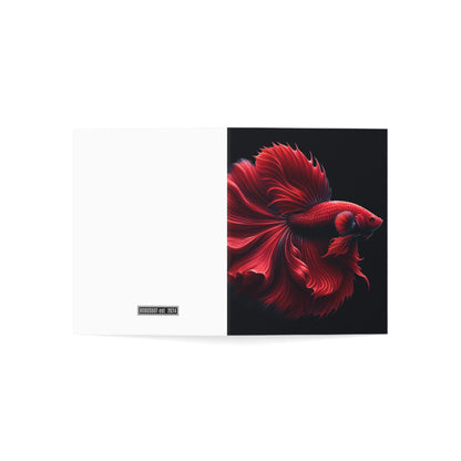Siamese Fighting Fish (Betta) Red Male Greeting Cards BLANK (1, 10, 30, and 50pcs)