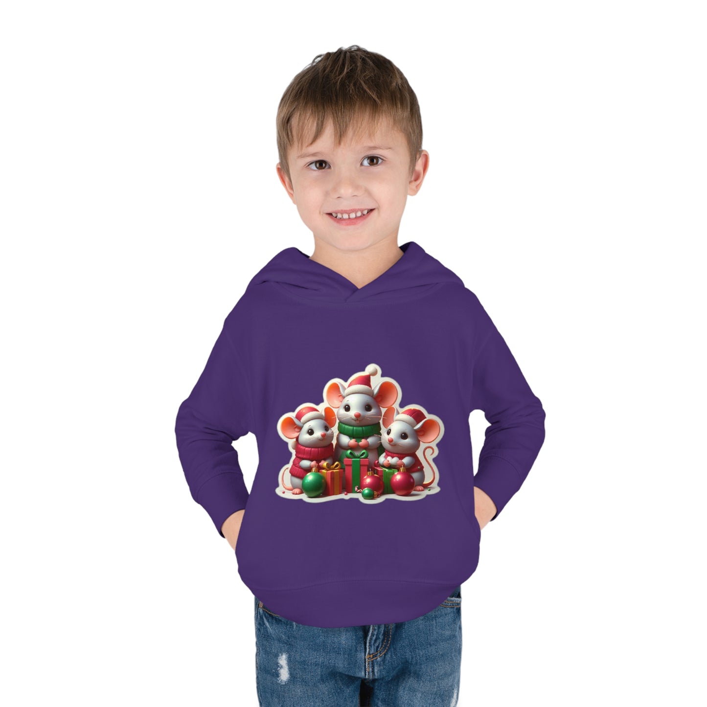 Christmas Mice Toddler Pullover Fleece Hoodie