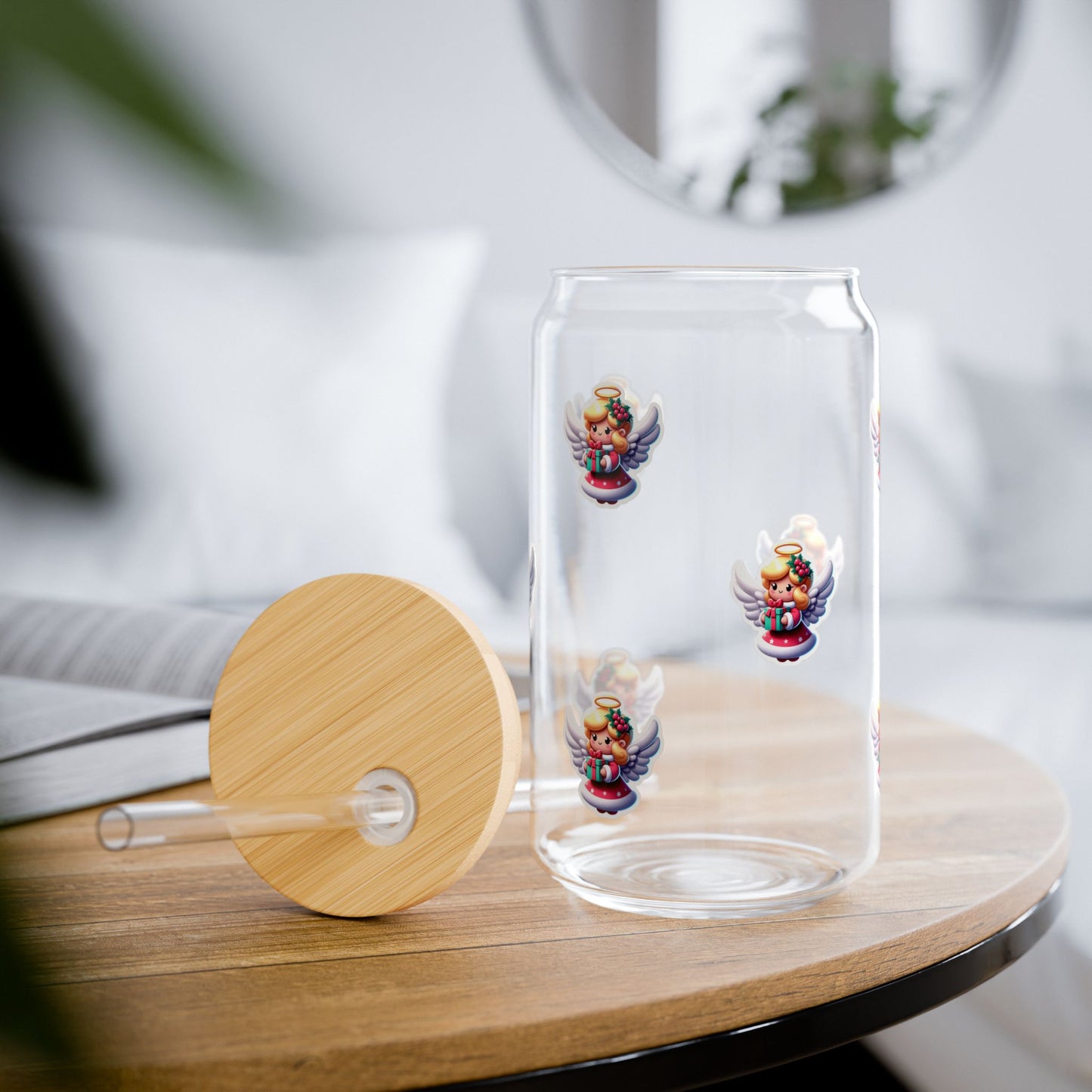 Chrismas Angel Christmas Sipper Glass, 16oz