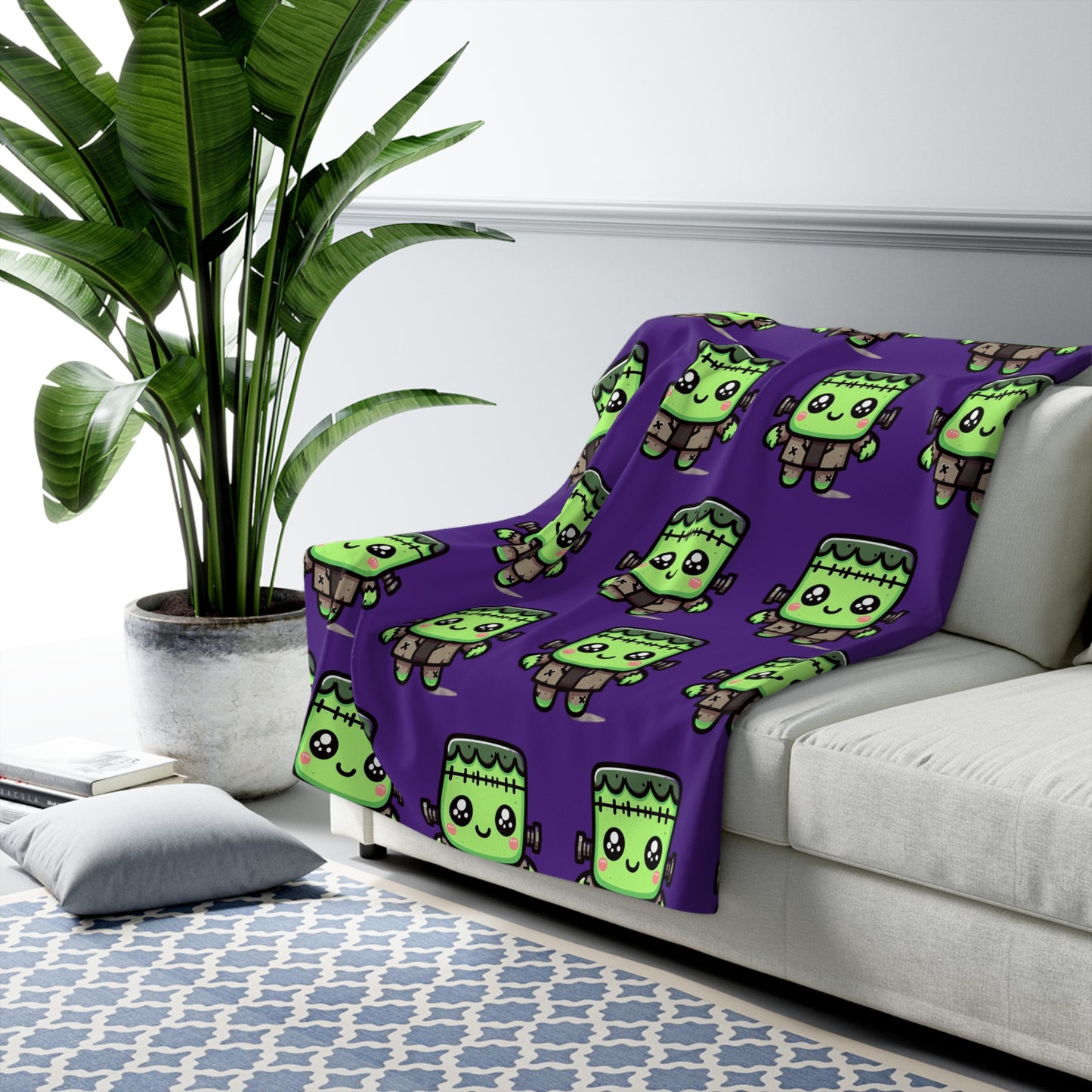 Frankie Purple Halloween Collection Sherpa Fleece Blanket