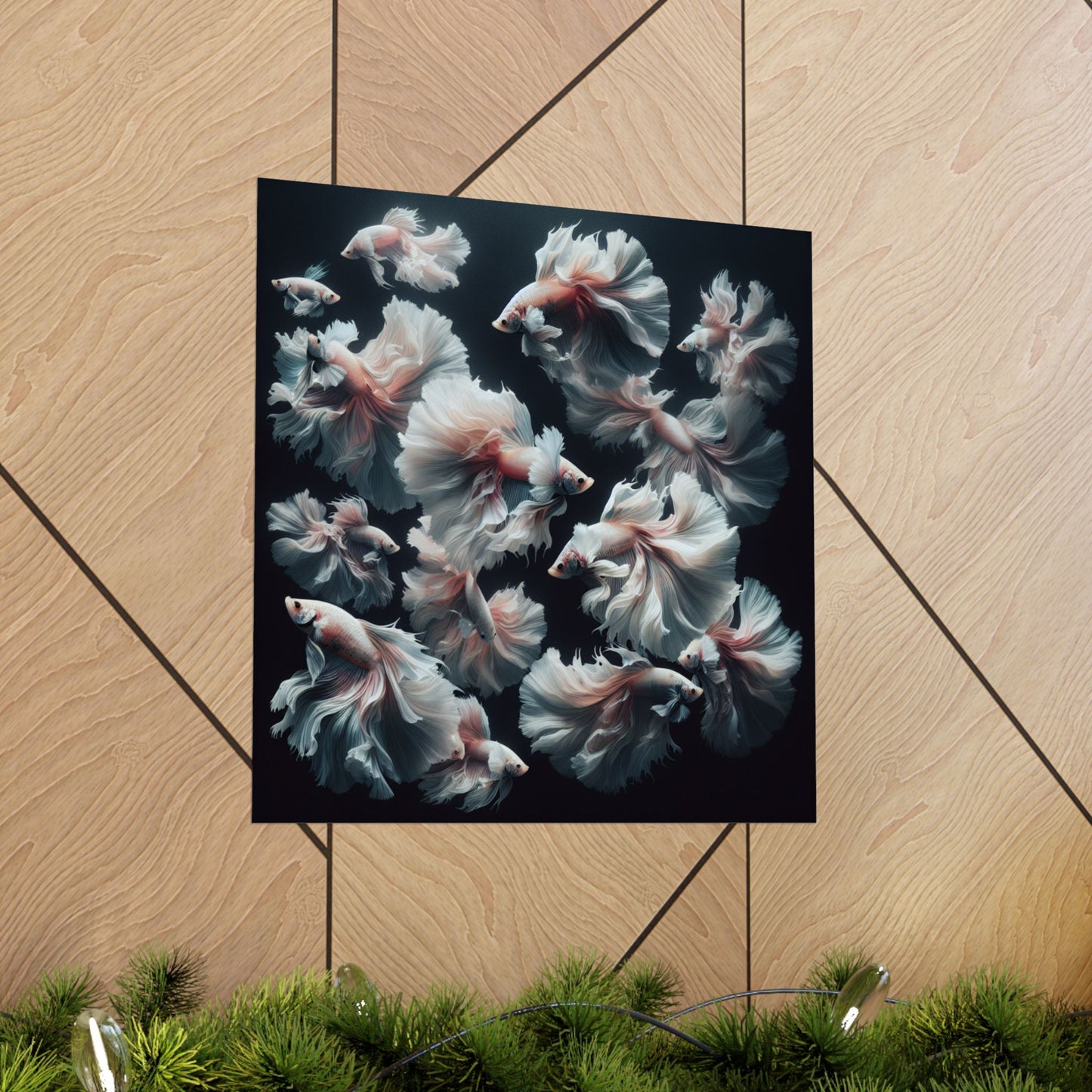 Siamese Fighting Fish (Betta) White/Pink Female Vertical Posters
