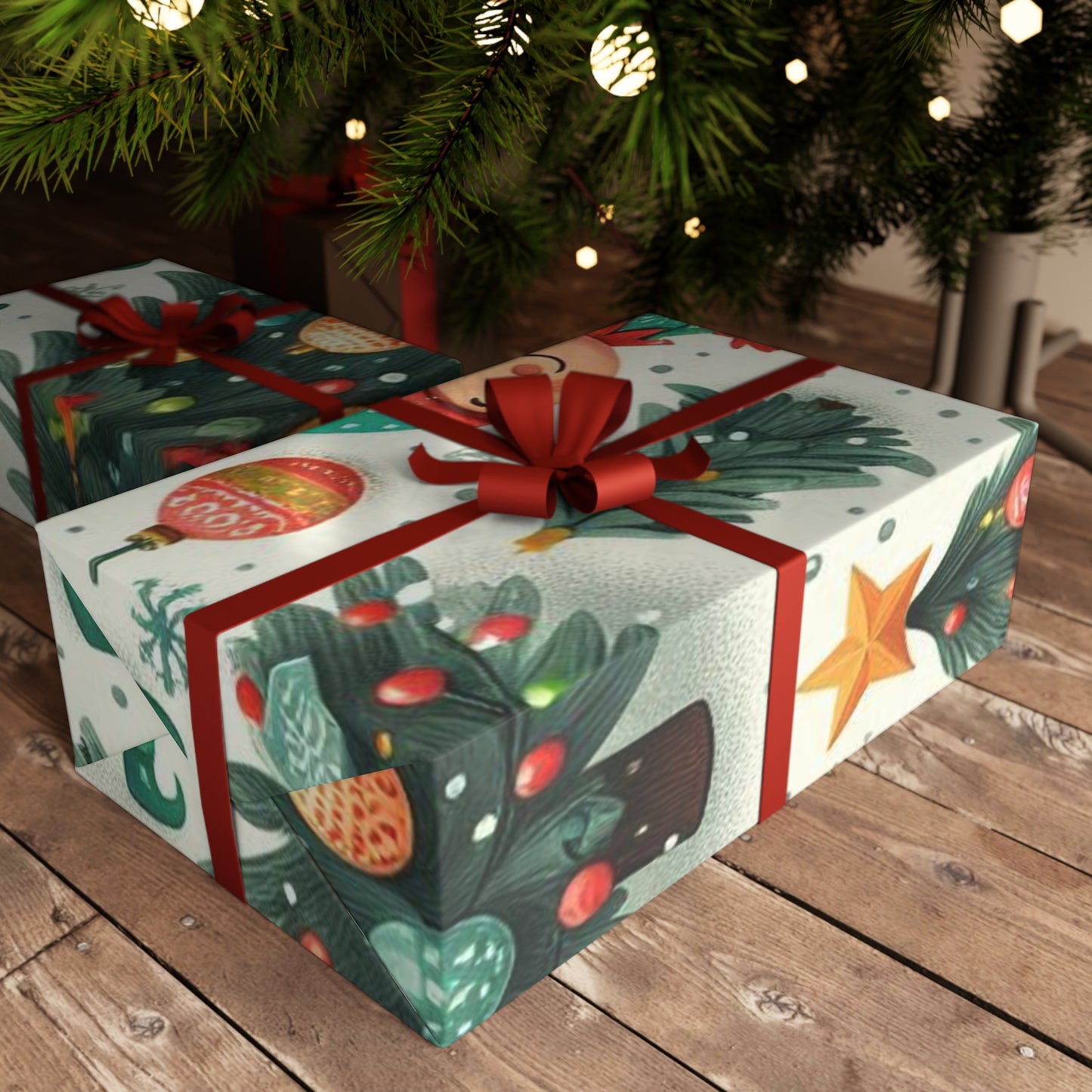 Elfy Christmas Gift Wrapping Paper Sheets, 1pc