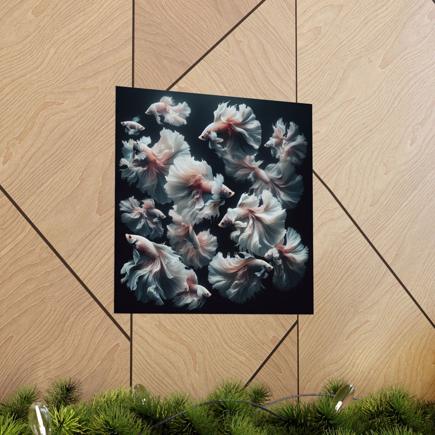 Siamese Fighting Fish (Betta) White/Pink Female Vertical Posters