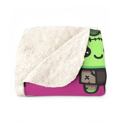 Frankie Pink Halloween Collection Sherpa Fleece Blanket