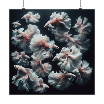 Siamese Fighting Fish (Betta) White/Pink Female Vertical Posters