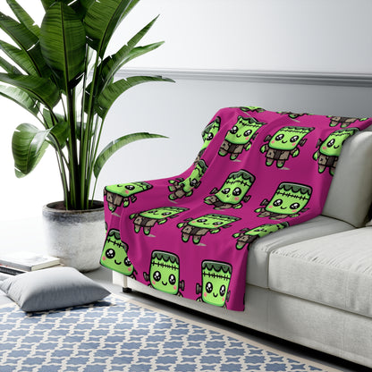 Frankie Pink Halloween Collection Sherpa Fleece Blanket