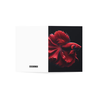 Siamese Fighting Fish (Betta) Red Male Greeting Cards BLANK (1, 10, 30, and 50pcs)