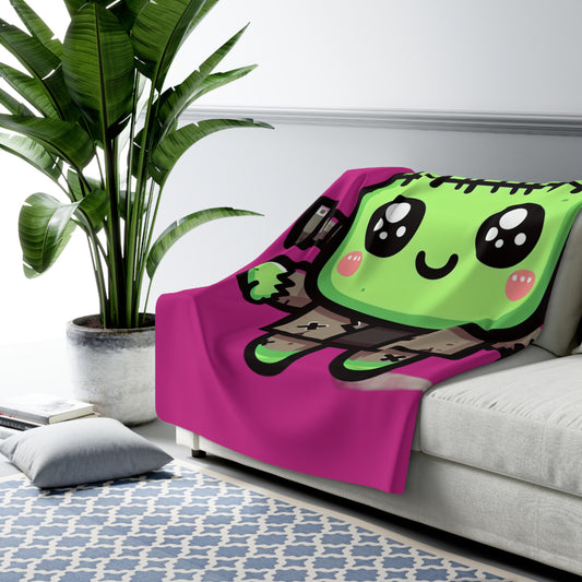 Frankie Pink Halloween Collection Sherpa Fleece Blanket