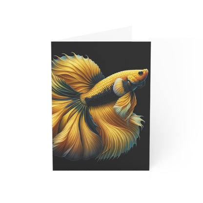 Siamese Fighting Fish (Betta) Yellow Male Greeting Cards BLANK (1, 10, 30, and 50pcs)
