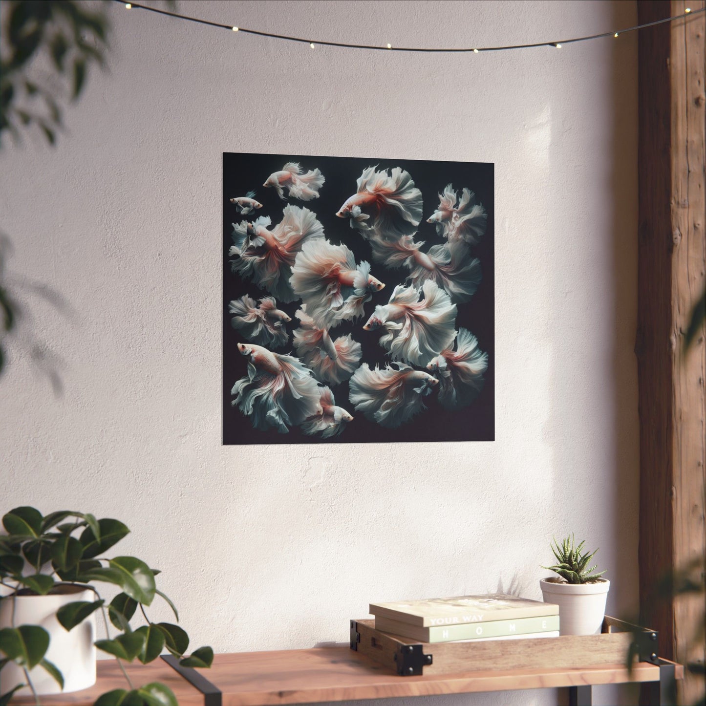 Siamese Fighting Fish (Betta) White/Pink Female Vertical Posters
