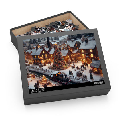 1900's Pit Village Collection Christmas Puzzle Set - Chipboard Puzzle (120, 252, 500 piece) - Family Downtime Activity