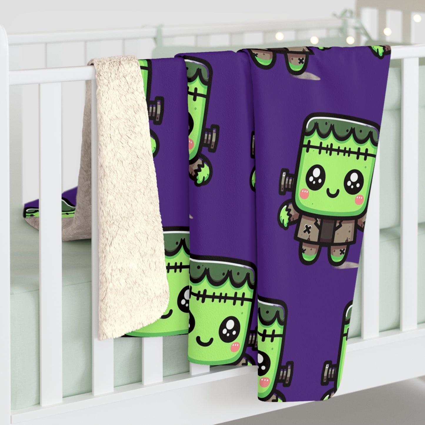 Frankie Purple Halloween Collection Sherpa Fleece Blanket